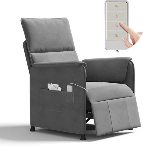 Sillón reclinable, reclinable eléctrico de felpilla ajustable con control remoto y respaldo acolchado, asiento de sofá reclinable de cine en casa
