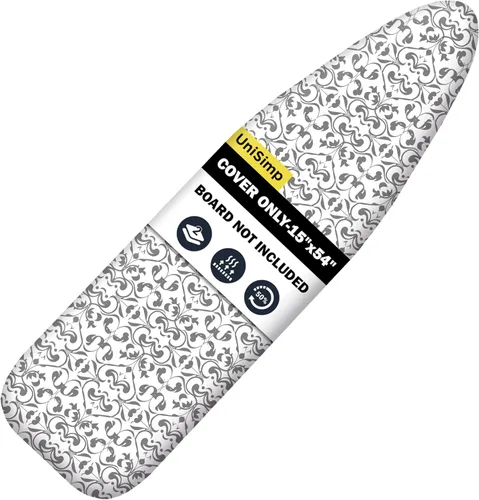 UniSimp Funda y almohadilla para tabla de planchar de 15 x 54 pulgadas, algodón natural extra grueso, acolchado resistente a las manchas y a las