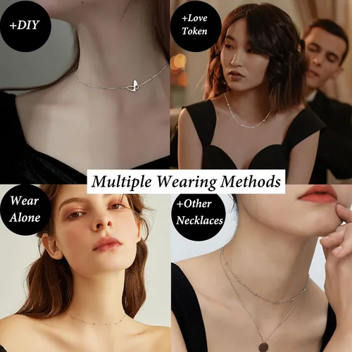 Miniatura 5 de Collar de cadena de plata de ley 925 para mujeres y hombres, de 0.059 pulgadas, delicado, ajustable, largo, delgado, cadena de serpiente, cadenas
