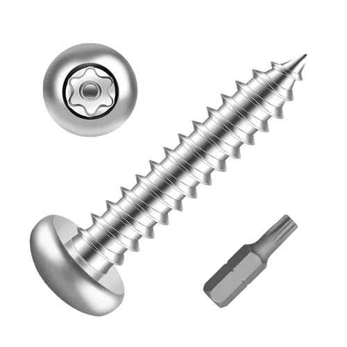 Tornillos de chapa Torx de acero inoxidable #14 x 1 con cabeza de botón de acero inoxidable, tornillos plateados de seguridad, antirrobo, a prueba