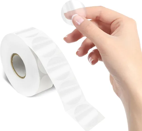 Miniatura 8 de 1000 calcomanías redondas transparentes, transparentes, autoadhesivas, paquete con línea de perforación para sobres, cajas y embalaje de regalo