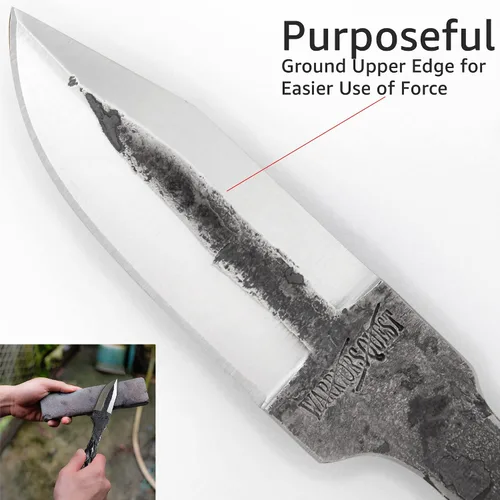 Miniatura 3 de WARRIORS QUEST™ - SideWinder Railroad Spike Knife - Cuchillo de acero al carbono forjado a mano y tratado térmicamente con funda de cuero de primera