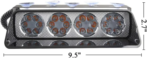 Miniatura 2 de 24 LED 9.5 pulgadas ámbar asesor de tráfico barra de luces estroboscópicas con 18 patrones de flash LED de aplicación de la ley luz de advertencia