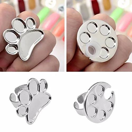 AKOAK 2 unids/lote mini paleta de manicura portátil Metal Nail Art Polish Holder Paleta de pintura Anillos de dedo Herramientas de arte de uñas
