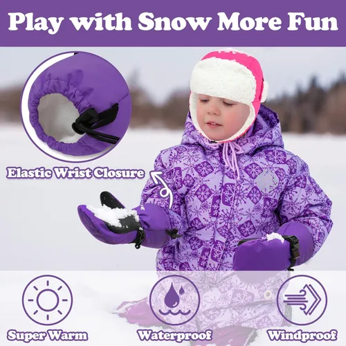 Miniatura 4 de Sarfel Manoplas para niños pequeños, guantes impermeables de nieve y esquí para niños, guantes de invierno para bebés con Thinsulate
