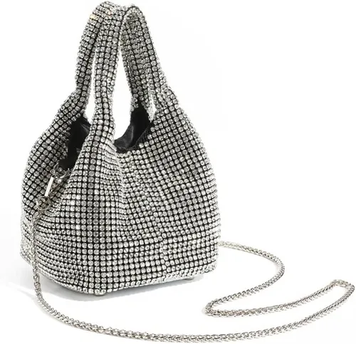 Miniatura 2 de Tngan Bolso de hombro con diamantes de imitación y purpurina para mujer, bolso cruzado para fiesta de noche, baile de graduación, banquete