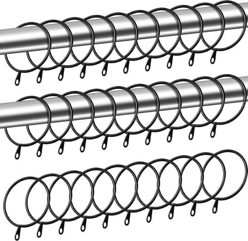Miniatura 17 de Shappy Paquete de 40 anillos de metal para cortinero con ojales de diámetro interno de 0.98 pulgadas, se adapta a cortineros de hasta 0.7 pulgadas