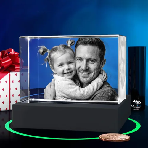 Miniatura 26 de ArtPix - Foto de cristal 3D, regalos personalizados para papá, mujeres, esposa, abuelo, gran regalo personalizado con tu propia foto, grabado en 3D