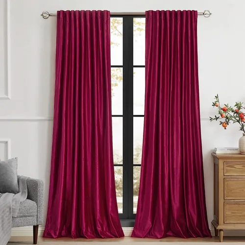 Miniatura 26 de PRIMROSE Cortinas de terciopelo champán de 63 pulgadas de largo para sala de estar, juego de 2 paneles opacos, bolsillo para barra, pestaña trasera