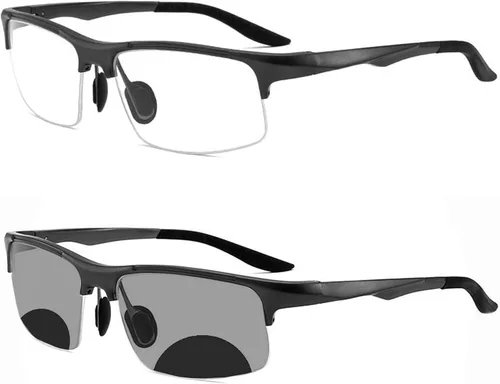 Miniatura 8 de COTIA Gafas de lectura bifocales para hombre, gafas deportivas, lentes fotocrómicas, lentes de transición de medio marco, lentes de presbicia