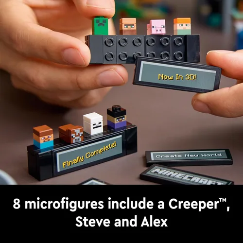 Miniatura 5 de LEGO Minecraft La Mesa de Crafteo, Set de Construcción de Videojuego Coleccionable con Figuras de Minecraft, Criaturas y Biomas, Modelo del 15º