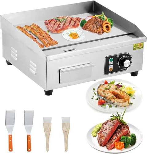 Parrilla eléctrica comercial de 22 pulgadas, parrilla eléctrica de encimera de 1600 W, placa de parrilla eléctrica antiadherente Teppanyaki de 110