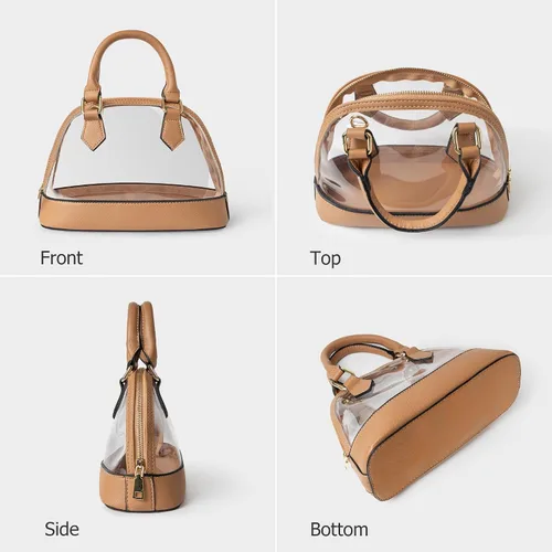 Miniatura 3 de Joryin - Bolso transparente aprobado para estadios para mujer, con cierre clásico, de piel vegana, bolso de mano