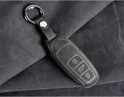 Miniatura 4 de Luxury Suede Handmade Leather Key Fob Case Holder Shell Fit for Lamborghini URUS 2018-2020 With Key Chain