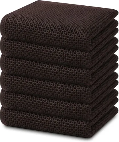 Miniatura 309 de Homaxy Paños de cocina de 100% algodón con tejido de gofre, ultra suaves, absorbentes, de secado rápido, 12 x 12 pulgadas, paquete de 6, amarillo