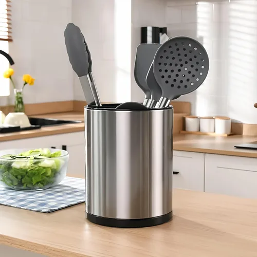 RedCall Soporte para utensilios de cocina de acero inoxidable, soporte giratorio de 360°, soporte para cuchara y espátula extragrande, base pesada,