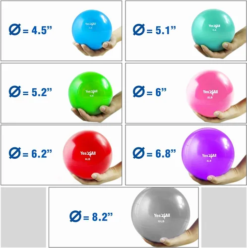 Miniatura 2 de Yes4All - Bolas de tonificación con peso para ejercicio, bolas medicinales suaves para ejercicio, pilates, yoga, equilibrio, flexibilidad, 2-10 C.