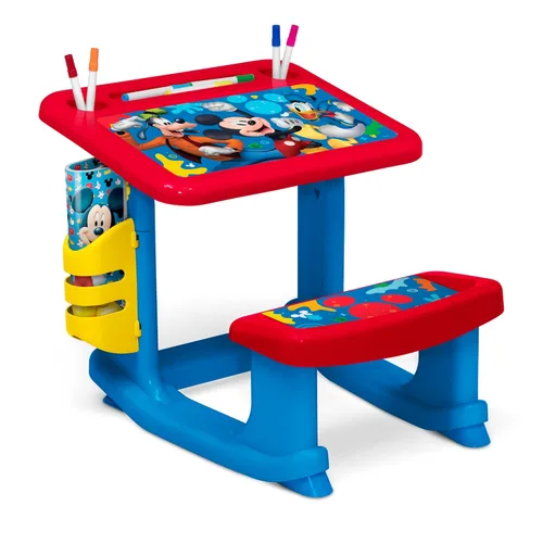 Mesa de Dibujo y Juego Disney Mickey Mouse de Delta Children – Incluye 10 Marcadores y Libro para Colorear, Azul