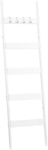 Miniatura 12 de HOOBRO Escalera para mantas, estante de toallas de 5 niveles con ganchos, estante de mantas inclinado en la pared, estante decorativo