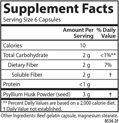 Miniatura 4 de Carlson - Hi-Fiber, 0.11 oz, Cápsulas de cáscara de psyllium, regularidad, salud del colon y función cardíaca, 100 cápsulas