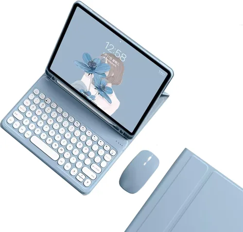 kaidisen Funda de teclado para Galaxy Tab S10 Lite / S10 FE / S9 FE 10.9 pulgadas, Tab S9/S8/S7 11 pulgadas con mouse Bluetooth y cubierta de Azul