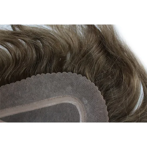 Miniatura 7 de Voloria Encaje francés de cabello humano real con piel fina PU para hombre Stock Toupee Hair Pieces #18