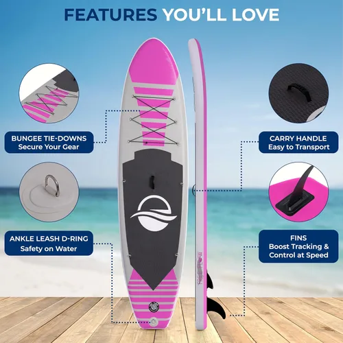 Miniatura 3 de SereneLife Tabla de Paddle Inflable de Pie - Diseño Amplio y Estable, Cubierta Antideslizante para Adultos y Jóvenes con Accesorios Premium de Tabla