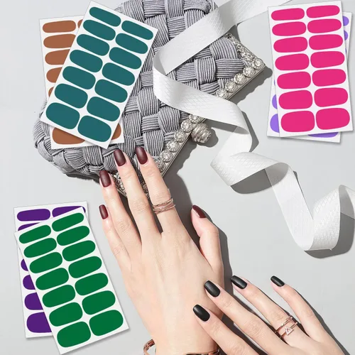 Miniatura 4 de 224 unidades de envolturas de uñas de color oscuro para mujer, tiras de esmalte de uñas autoadhesivas, tiras de uñas de gel, calcomanías de manicura