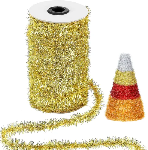 Miniatura 2 de Syhood Guirnalda de oropel de Navidad de 210 pies con purpurina fina, guirnalda metálica de oropel para festividades, decoración para árbol