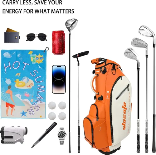 Miniatura 4 de WOSOFE PU Golf Bag with 6/14 Way Top Dividers Automatically Adjustable Dual Straps Elegant Design for Men Women Pu Golf Stand Bag with Multiple
