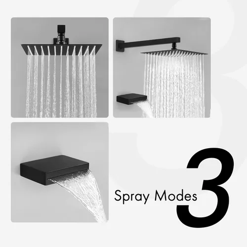 Miniatura 3 de KES Juego de llave de bañera y ducha Sistema de ducha con cabezal de ducha de lluvia de 10 pulgadas y llave de cascada para bañera Montaje en pared