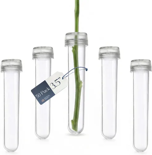 Miniatura 14 de Royal Imports Tubos de Agua Florales con Tapas – Viales de Flores de Plástico Verde de 2.5" para Rosas de Tallo Individual, Brotes, Ramos