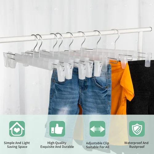 Miniatura 2 de Perchas para faldas, paquete de 20 unidades, perchas para pantalones con clips, gancho giratorio de 360°, perchas que ahorran espacio