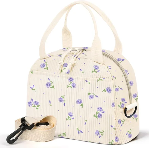 Miniatura 12 de WOBAGMEN Lonchera para Mujer, Bolsa de Almuerzo Linda de Cordura Aislada con Correa para Mujeres Adultas para Trabajo y Picnic (beige)