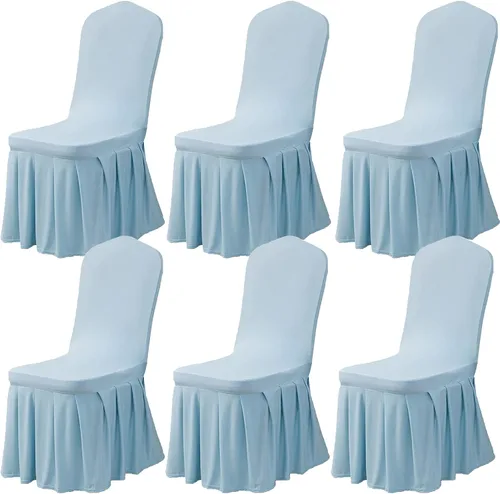 Miniatura 43 de Dimatic Juego de 2 fundas elásticas para sillas de comedor, fundas Parsons con falda, de elastano súper ajuste, funda protectora de asiento para Azul