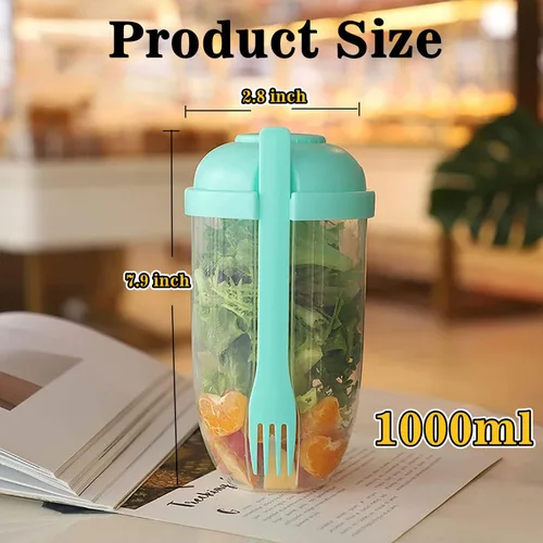 Miniatura 2 de Fresh Salad to Go - Juego de recipientes para ensalada con tenedor y soporte para aderezo de ensalada, recipiente de ensalada saludable, desayuno