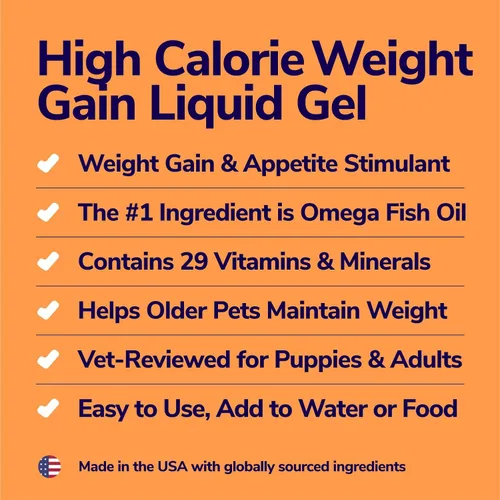 Miniatura 2 de MIRACLE VET Ganador de peso alto en calorías para perros y gatos - Suplemento nutricional multivitamínico en gel, aceite de pescado Omega, calcio