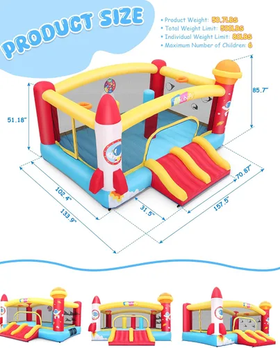 Miniatura 7 de Whubefy Casa de rebote para niños grandes de 8 a 12 años, casa de salto de 13 x 11 pies con área de salto, aros de baloncesto, juego de pelota