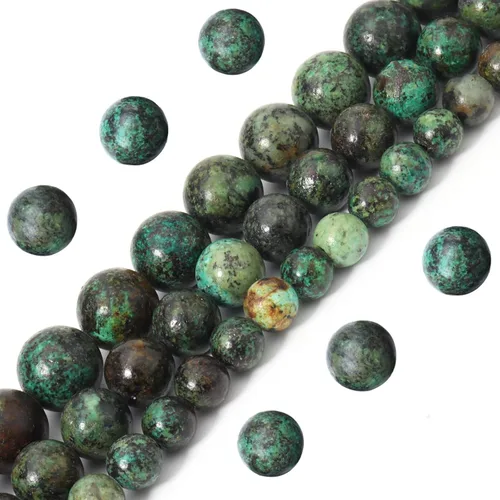 Miniatura 2 de 60 cuentas de piedra natural de 15⁄64 pulgadas (6 mm) con cuentas de turquesa africana que es una piedra para sanación de la energía. Cuentas