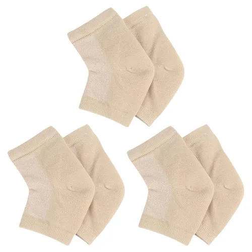 Snadulor - 3 pares de calcetines hidratantes de talón de gel para tacones secos y agrietados, calcetines de gel de spa, calcetines de punta abierta