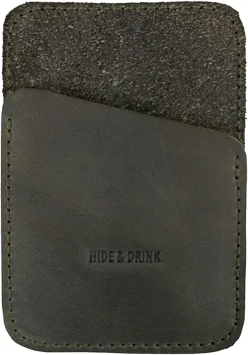 Hide & Drink, Tarjetero minimalista de cuero, con capacidad para hasta 4 tarjetas, organizador de viaje, accesorios, hecho a mano, Jade Oscuro,