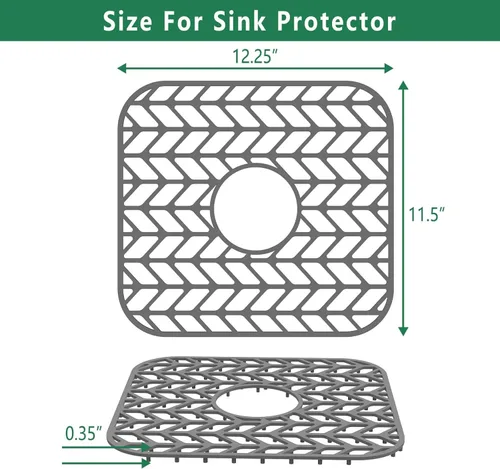 Miniatura 3 de GUUKIN Protectores de fregadero para fregadero de cocina, 12.25" x 11.5" rejilla plegable antideslizante de silicona para el fondo de fregaderos