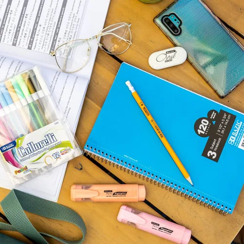 Miniatura 6 de BAZIC Products Cuaderno universitario con 3 temas en espiral, 120 hojas, cuadernos en espiral de 9.5 x 5.75 pulgadas, libro de composición con forro