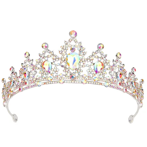 Miniatura 11 de SuPoo Tiaras de Corona de Plata para Mujeres, Tiaras de Cumpleaños, Coronas de Cristal para Mujeres, Tiara de Reina, Diadema de Rhinestone