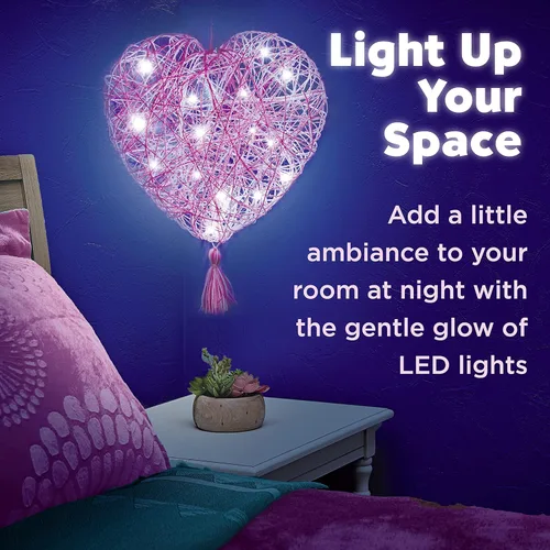 Miniatura 8 de Creativity for Kids Kit de luces de corazón de arte de cuerda Crea una linterna de corazón brillante con arte de cuerda fácil Artesanía