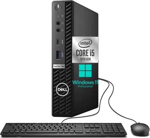Dell Computadora de escritorio Micro OptiPlex 7080, Intel Core i5-10500T de 10ª generación, 16 GB DDR4 RAM 512 GB SSD, teclado y mouse, 2