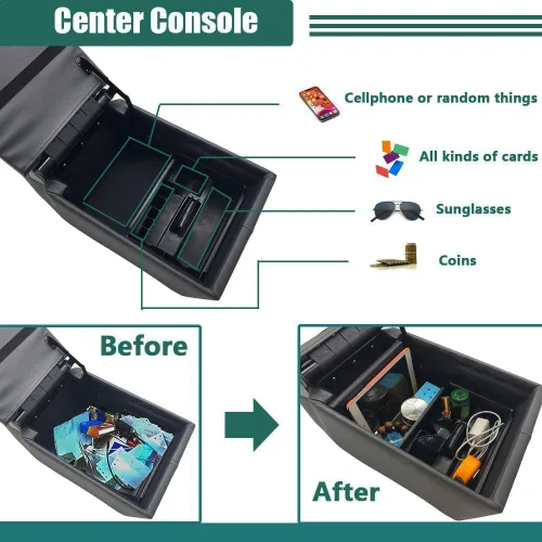 Miniatura 5 de Organizador y Almacenamiento Universal para Asiento/Banco de Camión, Consola Central para Contratistas, con Portavasos Ajustables, Tablero de Clips