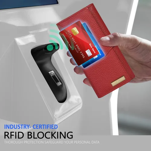 Miniatura 3 de Carteras de piel con bloqueo RFID, para cheques, con 11 ranuras para tarjetas, para mujer