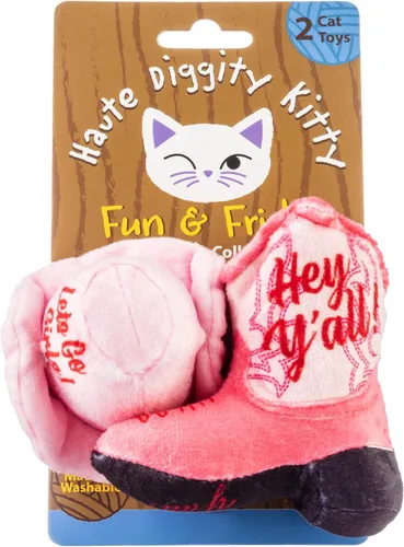 Miniatura 20 de Haute Diggity Kitty Gatos Cinta Azul + Conjunto de Gatito Vaquero, Juguetes de Felpa para Gatos Rellenos de Hierba Gatera con Sonido Crujiente