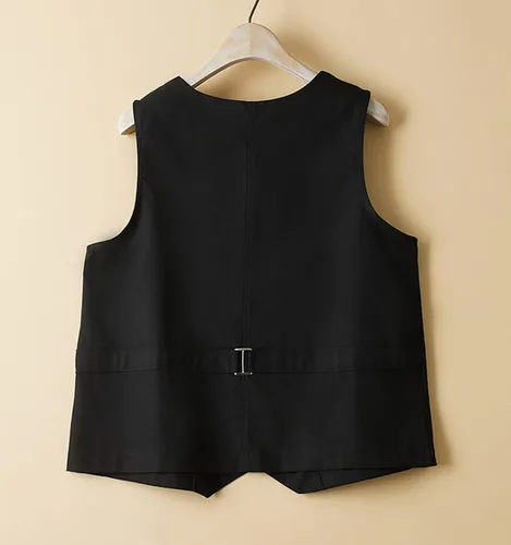 Miniatura 2 de Chaleco de lino de algodón para mujer, casual, con botones, cuello en V, chaleco sin mangas con bolsillos
